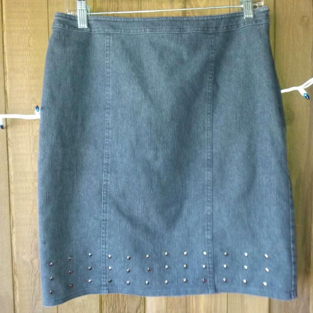 New York Clothing Co. Gray Denim Skirt